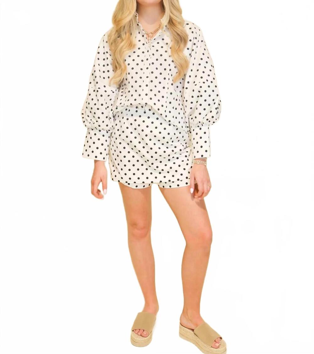 NEW REMINISCENCE pull-on mini skort in white polka